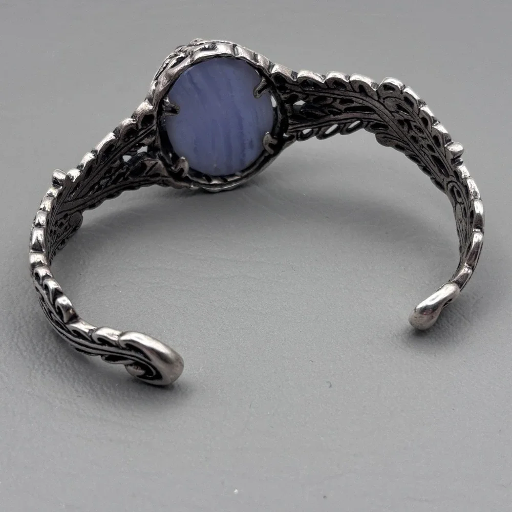 Vintage Carolyn Pollack Relios Bracelet Sterling Blue Lace Agate Amethyst